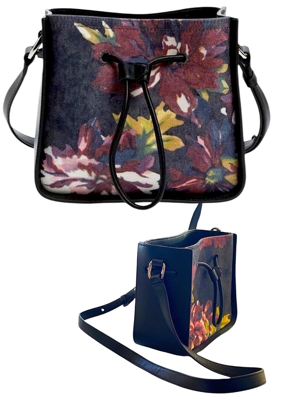Vintage Philip Lim 3.1 Leather Denim Floral Shoulder Bag